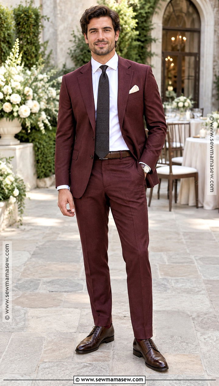 Burgundy Suit Fall Wedding Attire - 20 fall wedding mens attire ideas