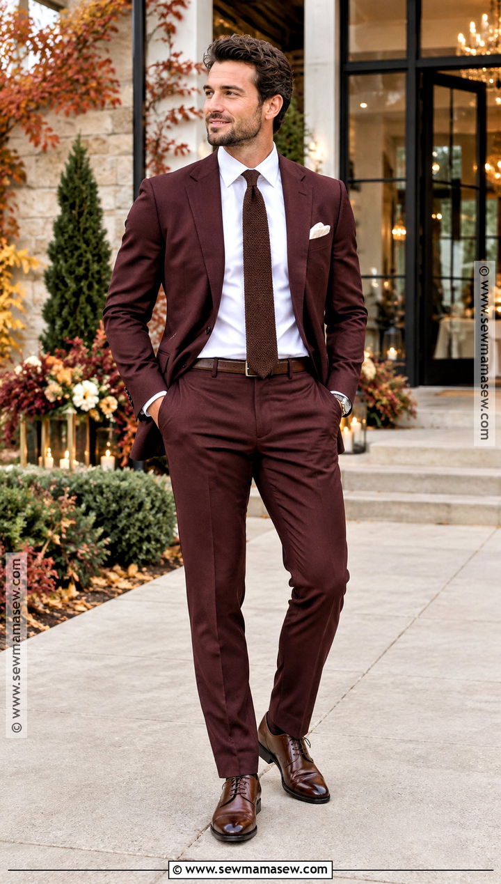 Burgundy Suit Fall Wedding Attire - 15 Mens Wedding Attire Fall Ideas
