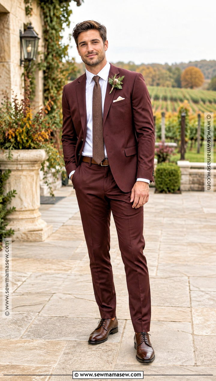 Burgundy Suit For A November Wedding - 15 november wedding groom attire ideas