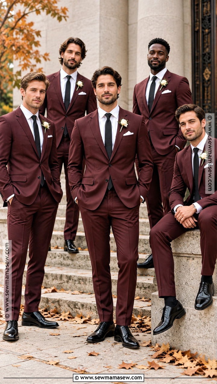 Burgundy Suit Groomsmen Attire - 15 groomsmen fall attire ideas
