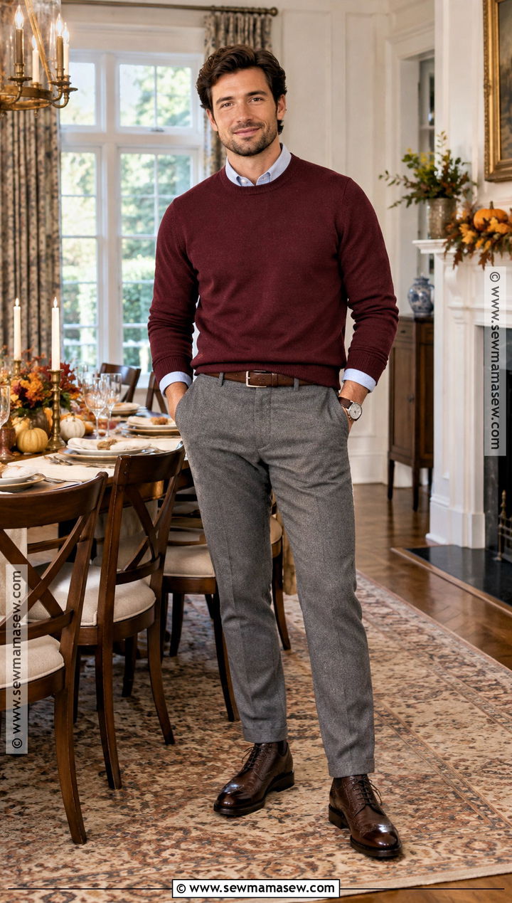 Burgundy Sweater Thanksgiving Outfit - 25 thanksgiving outfit ideas for men