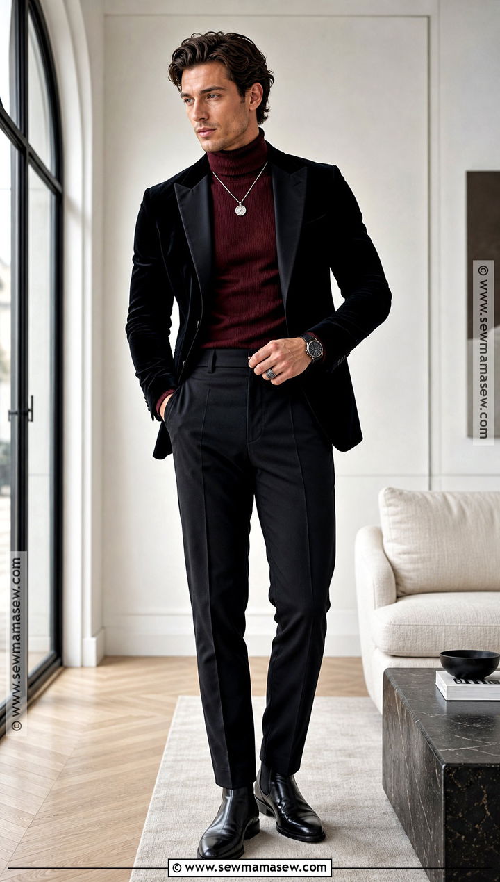 Burgundy Turtleneck Vampire Outfit - 30 modern vampire outfit ideas for men