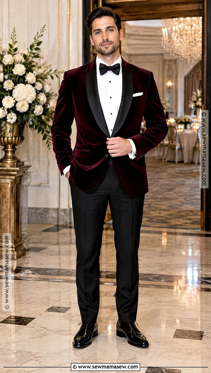 Burgundy Tuxedo November Groom Attire - 15 november groom attire ideas