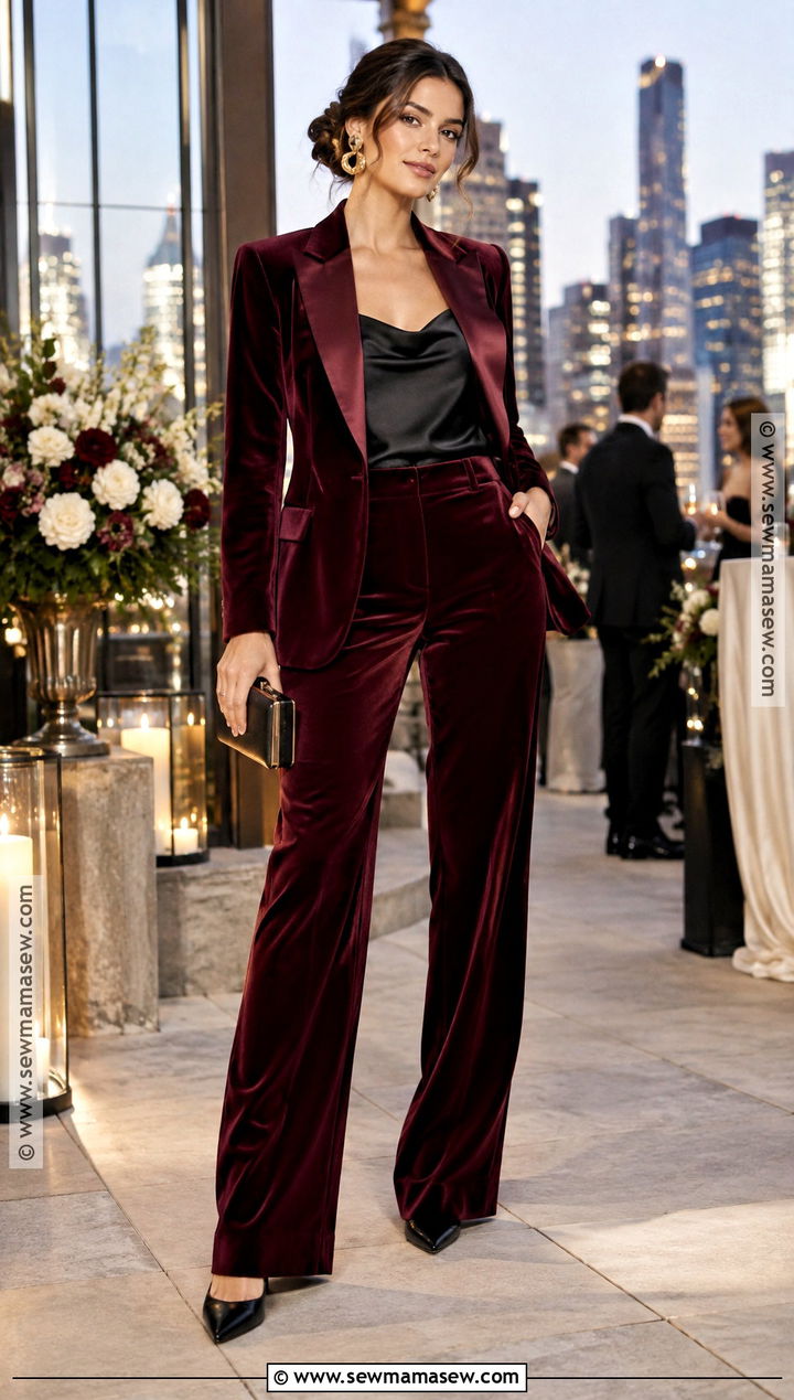 Burgundy Tuxedo Suit Outfit - 15 Formal Fall Wedding Guest Outfit Ideas