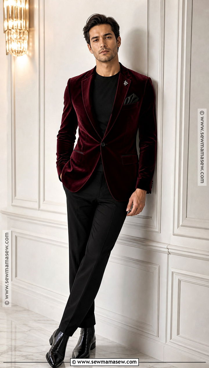 Burgundy Velvet Blazer Vampire Outfit - 30 modern vampire outfit ideas for men