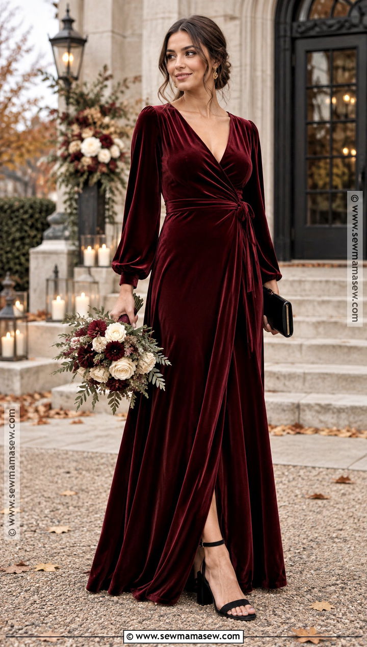 Burgundy Velvet Bridesmaid Dress - 20 bridesmaid dresses fall colors
