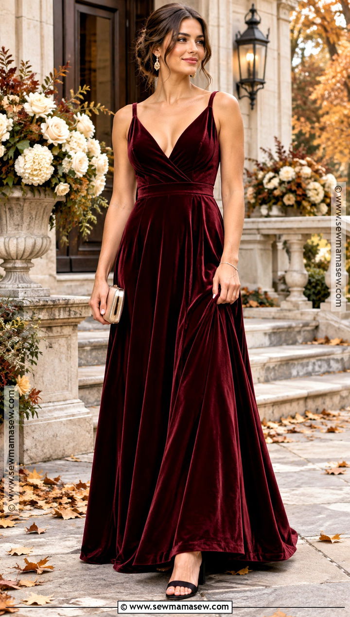 Burgundy Velvet Bridesmaid Dress - 20 fall bridesmaids dresses