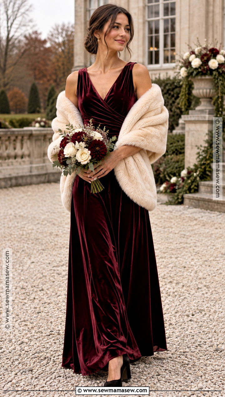 Burgundy Velvet Bridesmaid Dress - 15 Fall Coloured Bridesmaid Dresses