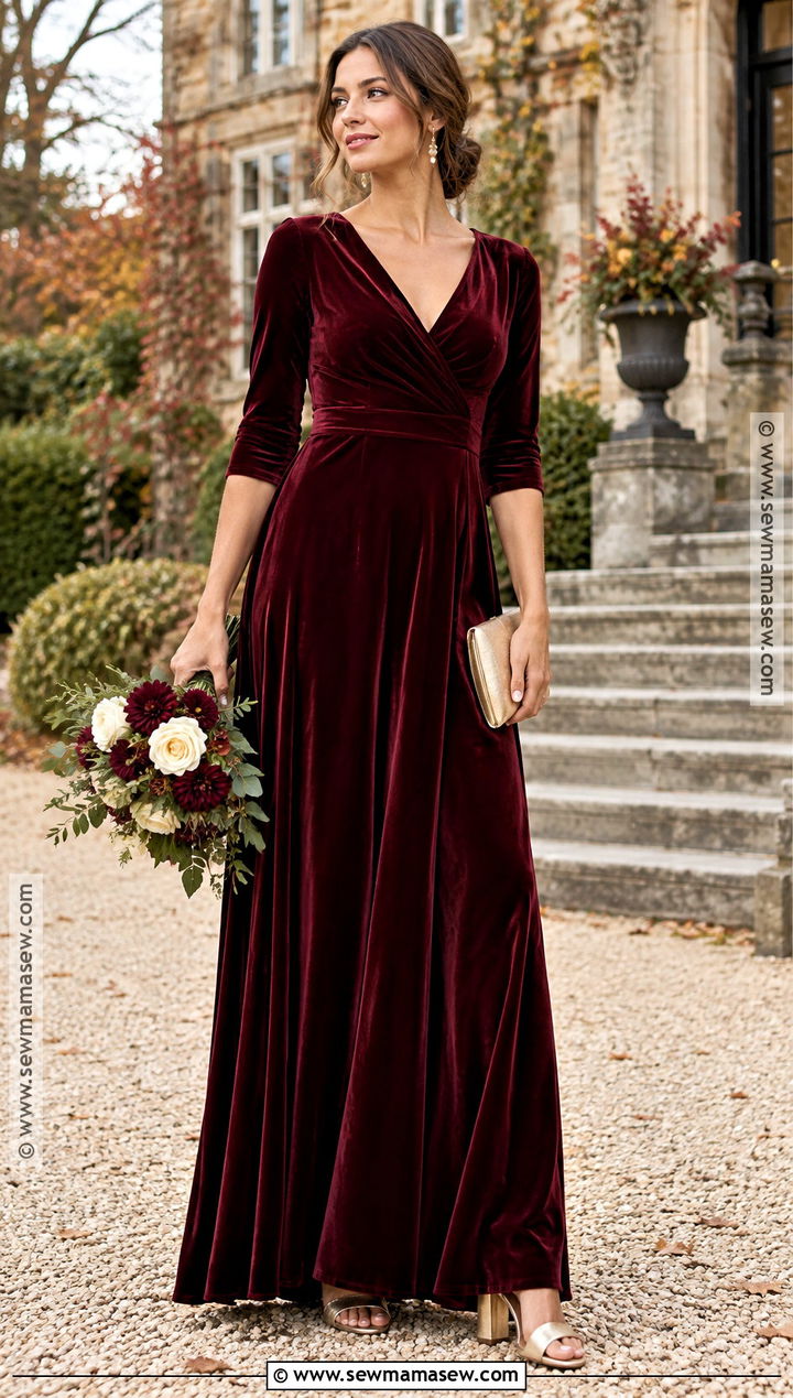 Burgundy Velvet Bridesmaid Dress - 15 Fall Red Bridesmaid Dresses
