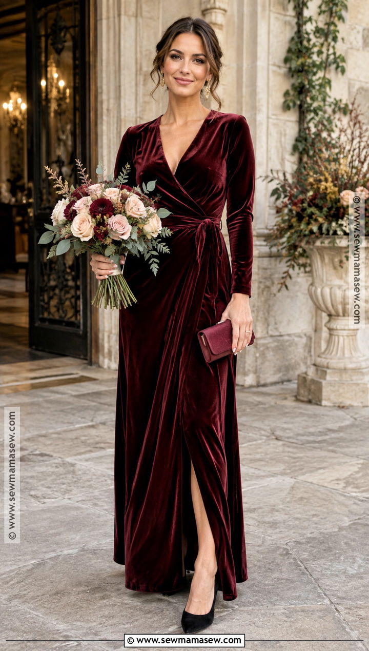 Burgundy Velvet Bridesmaid Dress - 15 fall tones bridesmaid dresses