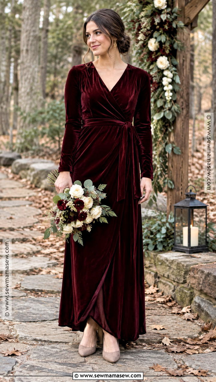 Burgundy Velvet Bridesmaid Dress - 15 Fall Wedding Bridesmaid Dresses Rustic