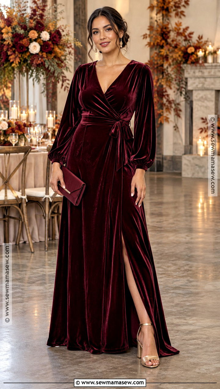 Burgundy Velvet Bridesmaid Dress With Gold Heels - 25 bridesmaid dresses fall