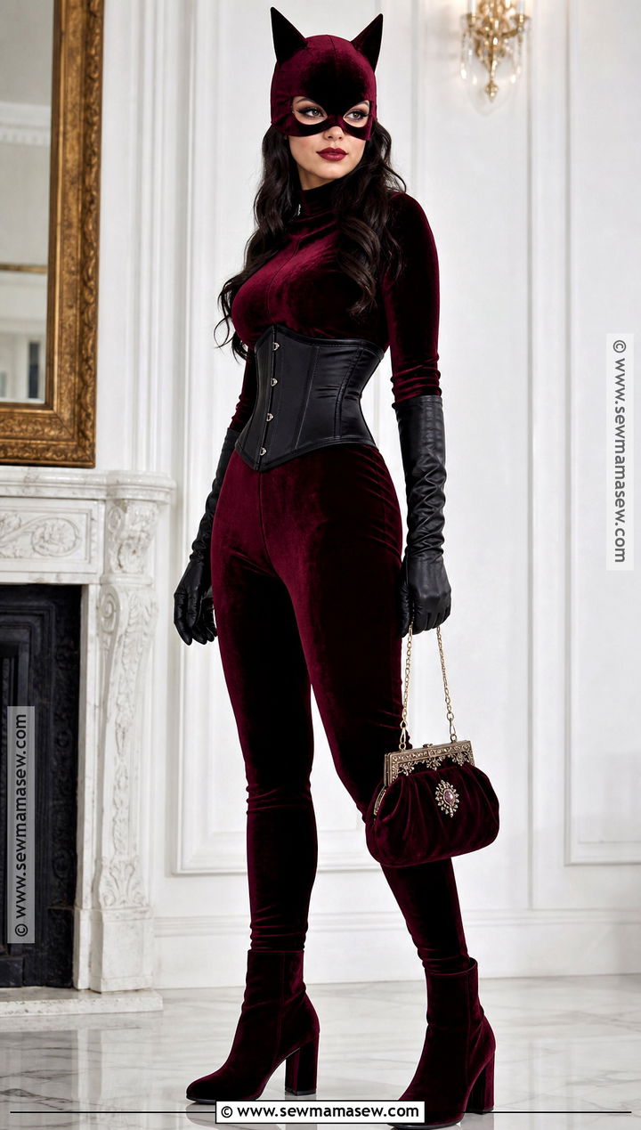 Burgundy Velvet Catwoman Costume - 50 catwoman costume ideas