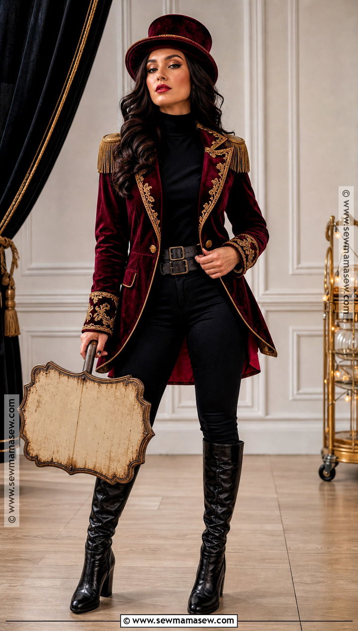 Burgundy Velvet Circus Ringmaster Costume - 30 circus ringmaster costume ideas