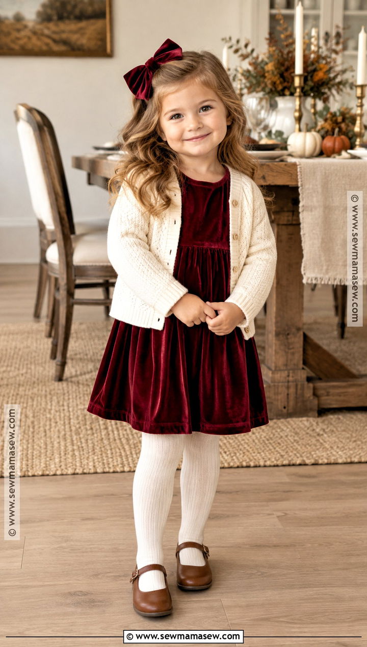 Burgundy Velvet Dress Toddler Girl Thanksgiving Outfit - 15 Thanksgiving Toddler Girl Outfit Ideas