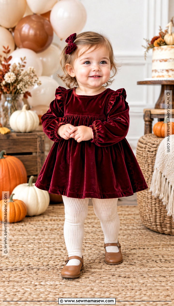 Burgundy Velvet First Birthday Outfit - 15 first birthday outfit girl fall ideas