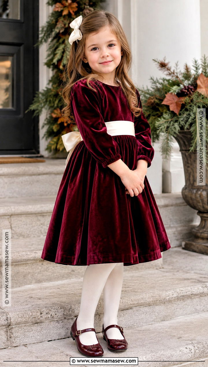 Burgundy Velvet Flower Girl Dress - 15 November Flower Girl Dresses
