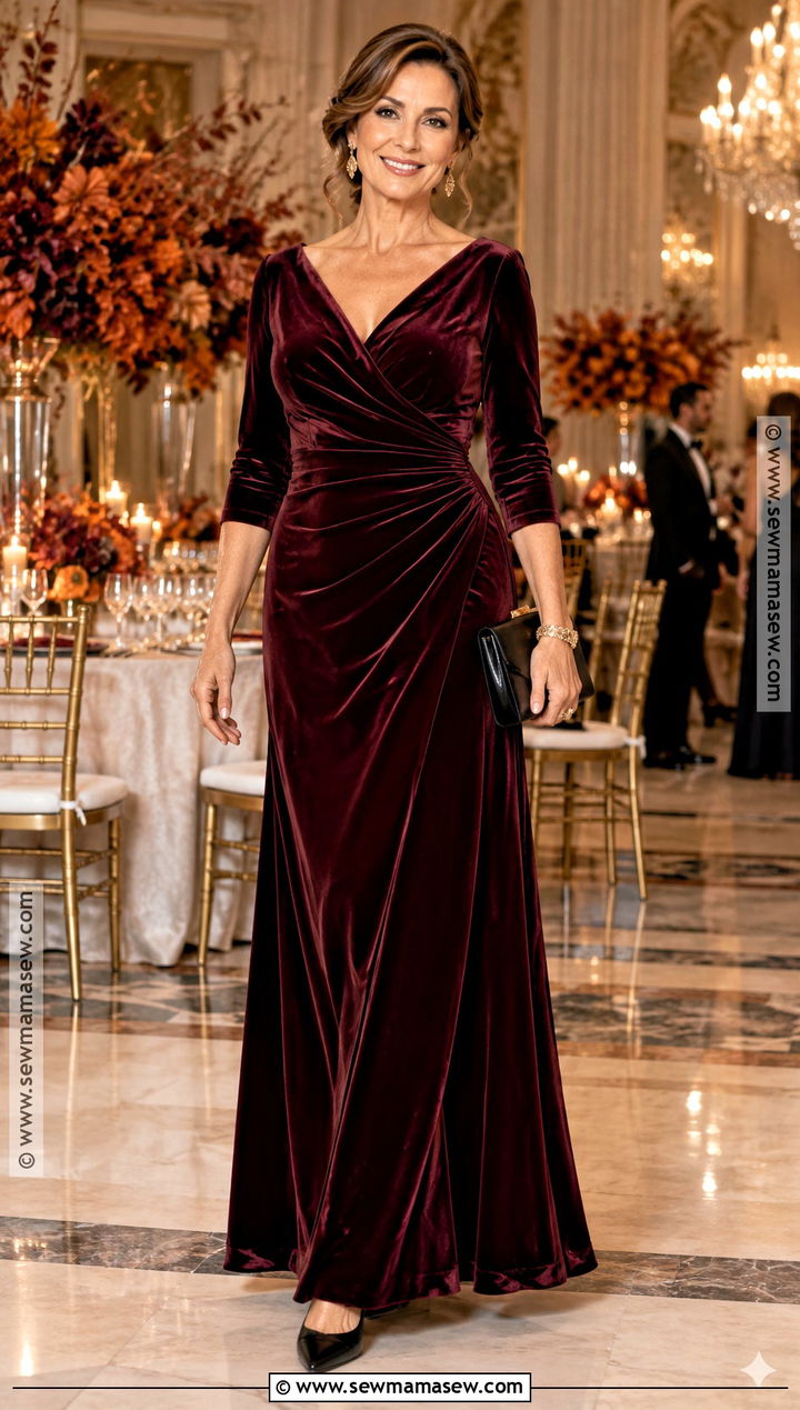 Burgundy Velvet Mother Of The Bride Gown - 20 Mother Of The Bride Dresses Fall Wedding