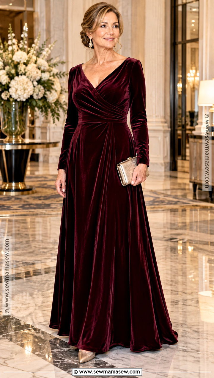 Burgundy Velvet Mother of the Groom Dress - 25 mother of the groom dresses for fall