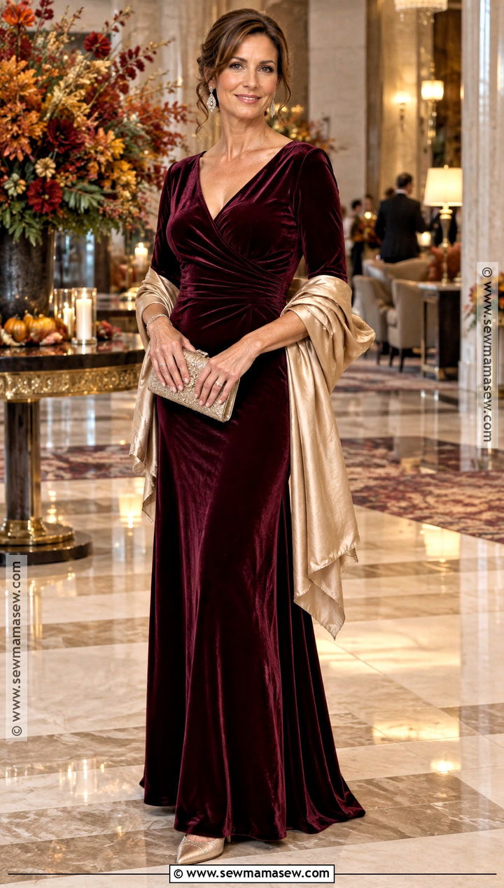 Burgundy Velvet Mother of the Groom Dress - 15 mother of the groom dresses fall