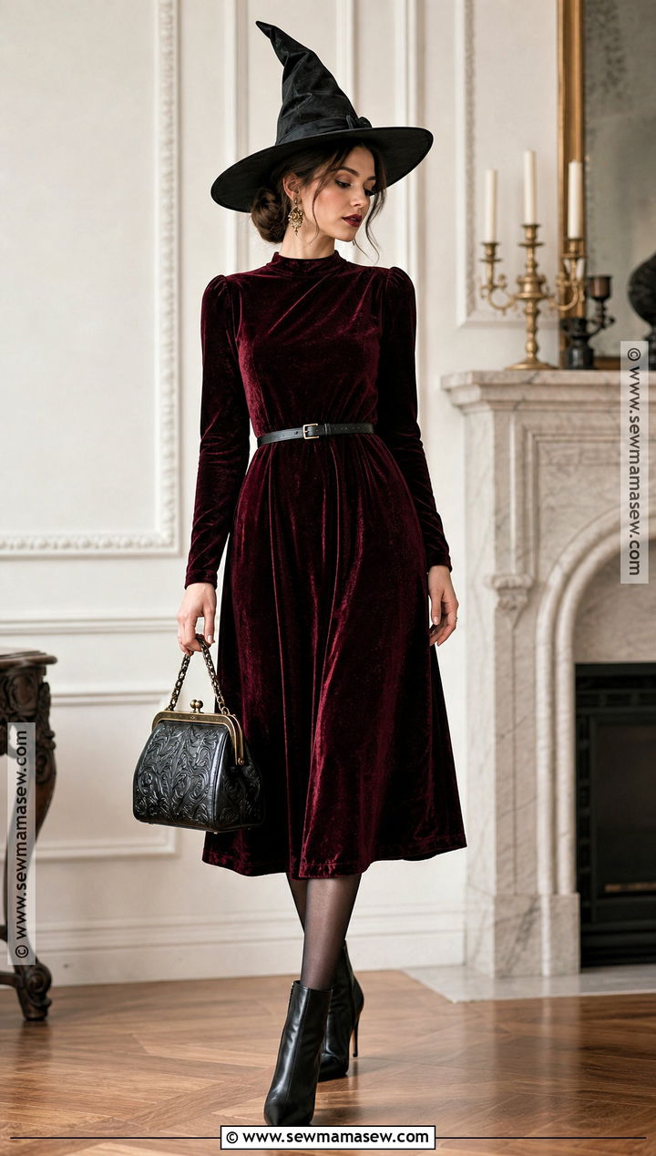Burgundy Velvet Witch Outfit - 50 witch outfit ideas