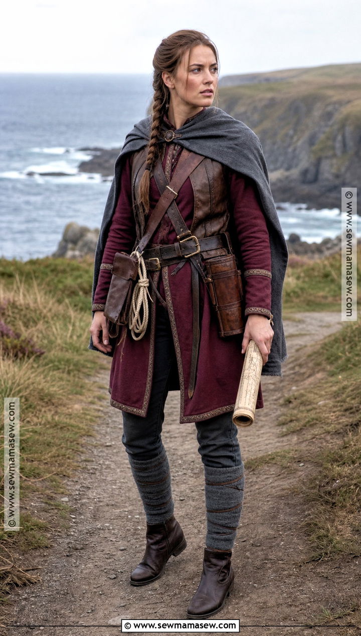 Burgundy Viking Scout Woman Costume - 30 viking warrior woman costumes