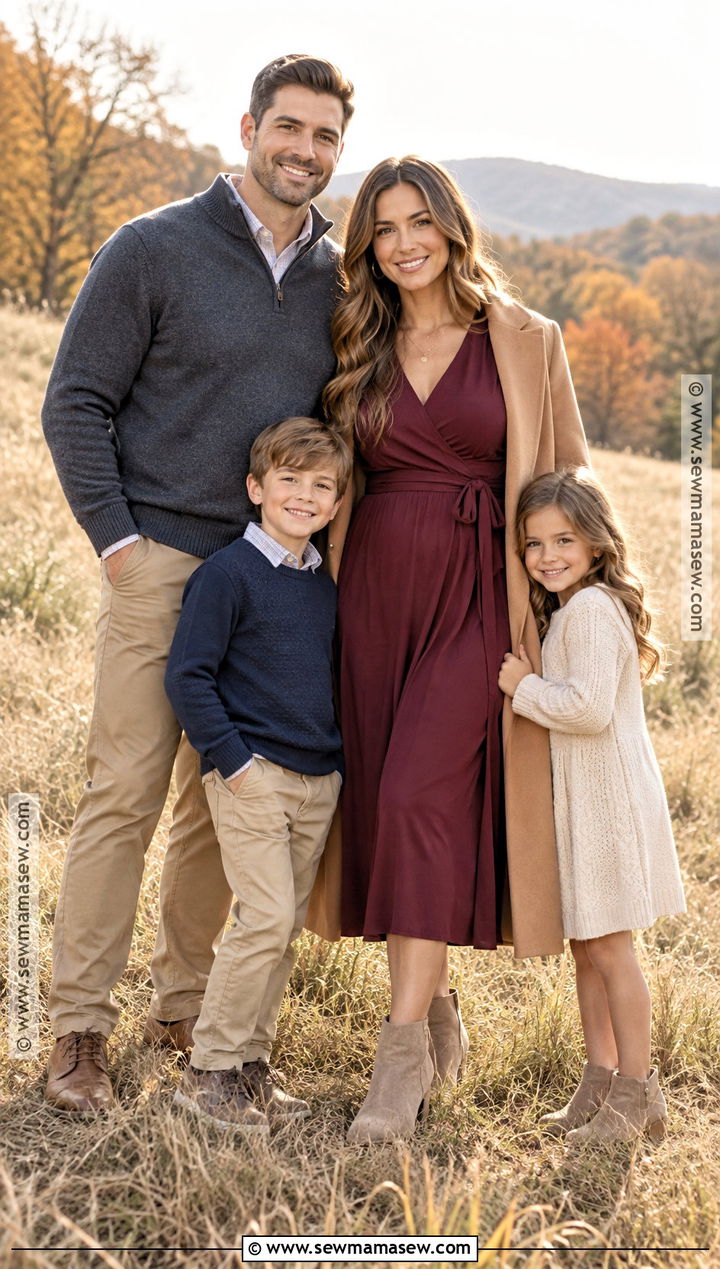 Burgundy Wrap Fall Photoshoot Dress - 15 fall dresses for photoshoot for family