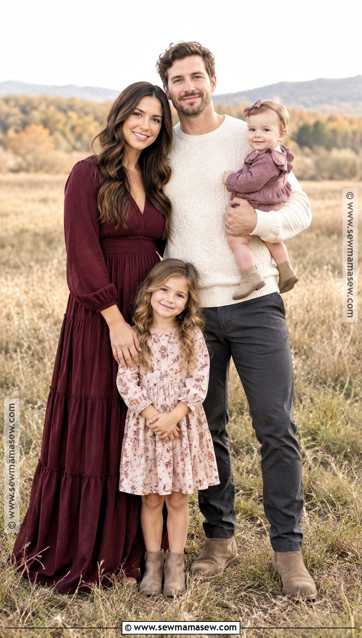 Burgundy and Blush Fall Family Picture Outfits - 15 family picture outfits for fall