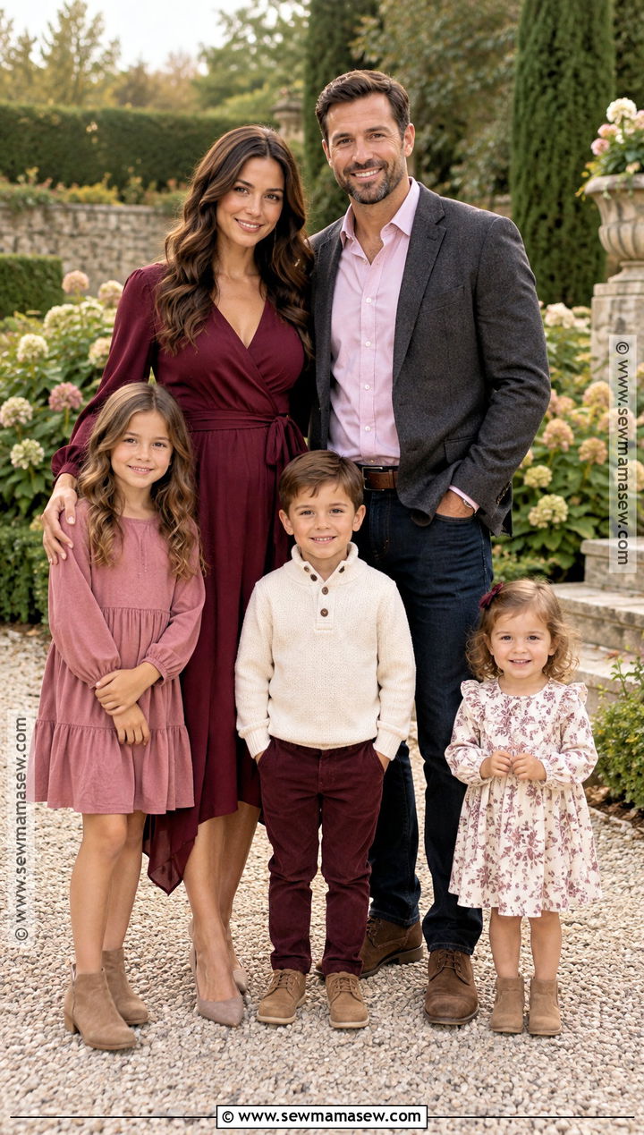 Burgundy and Blush Family Picture Outfit - 15 family picture outfits september