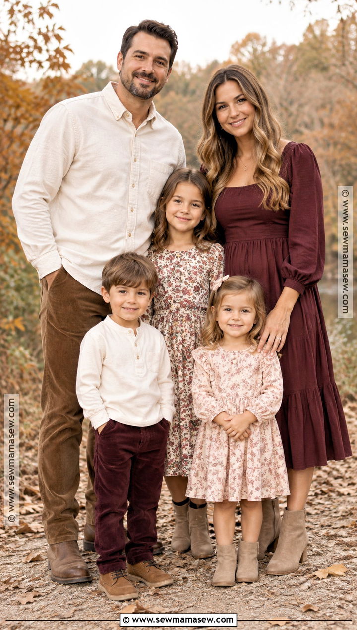 Burgundy and Blush Large Family Fall Picture Outfits - 15 large family picture outfits for fall