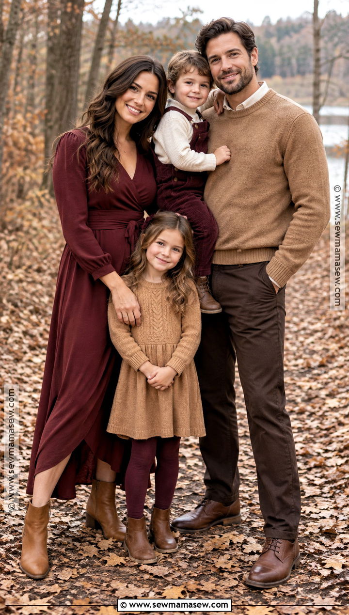 Burgundy and Camel Fall Family Picture Outfit - 15 fall clothes for family pictures