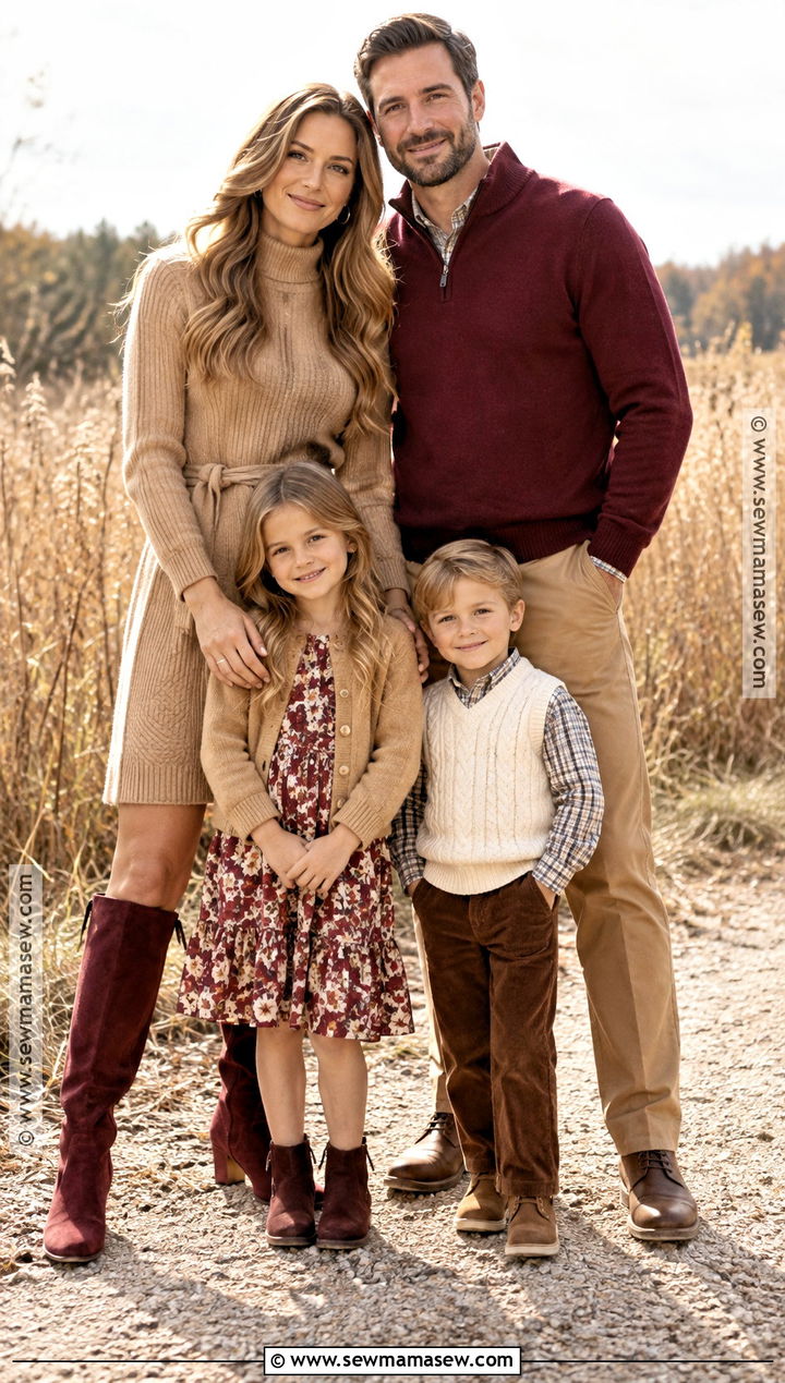 Burgundy and Camel Family Picture Outfit - 20 fall family pictures outfits burgundy