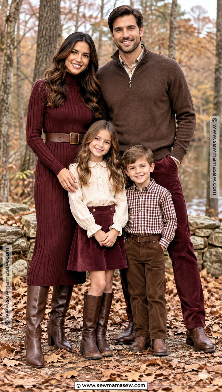 Burgundy and Chocolate Brown Family Picture Outfit - 20 fall family pictures outfits burgundy