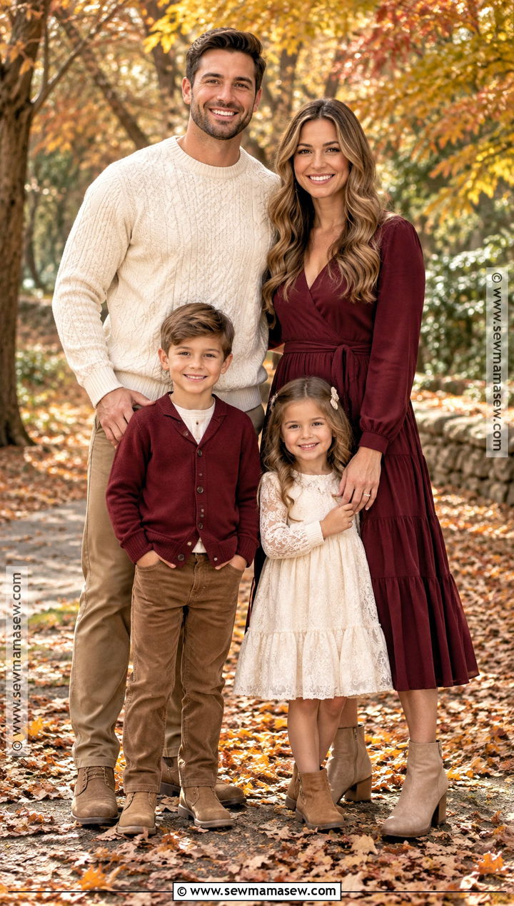 Burgundy and Cream Family Picture Outfit - 20 fall family pictures outfits burgundy