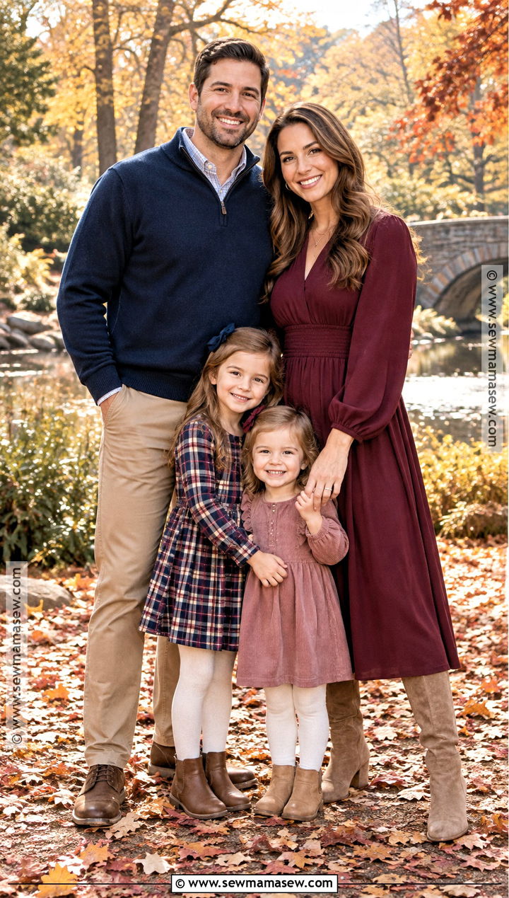 Burgundy and Navy Fall Family Outfit - 15 fall outfits for family pictures outside