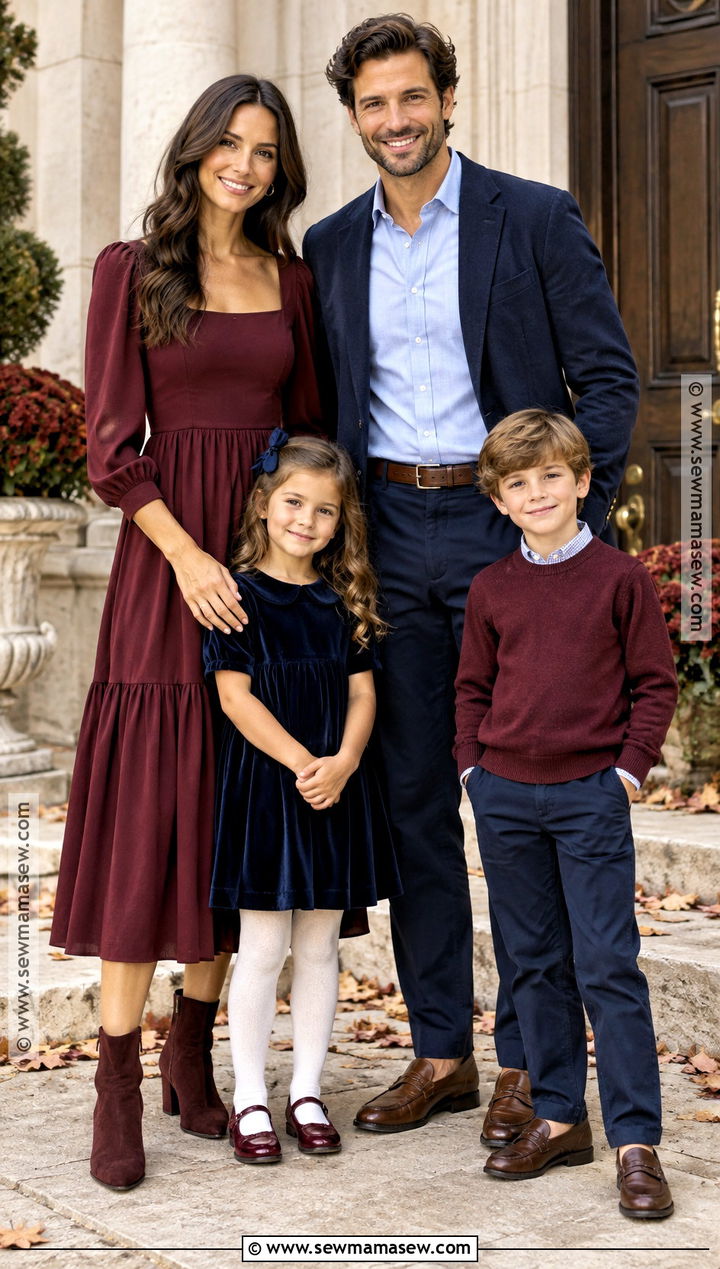 Burgundy and Navy Fall Family Outfit - 15 fall family outfits 2026