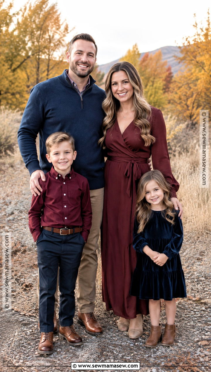 Burgundy and Navy Family Picture Outfit - 20 fall family pictures outfits burgundy