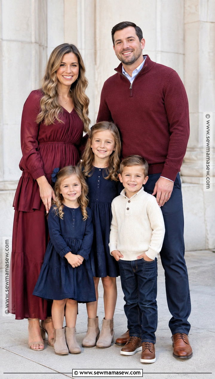 Burgundy and Navy Outfits for Fall Family Pictures - 15 fall outfit ideas family pictures