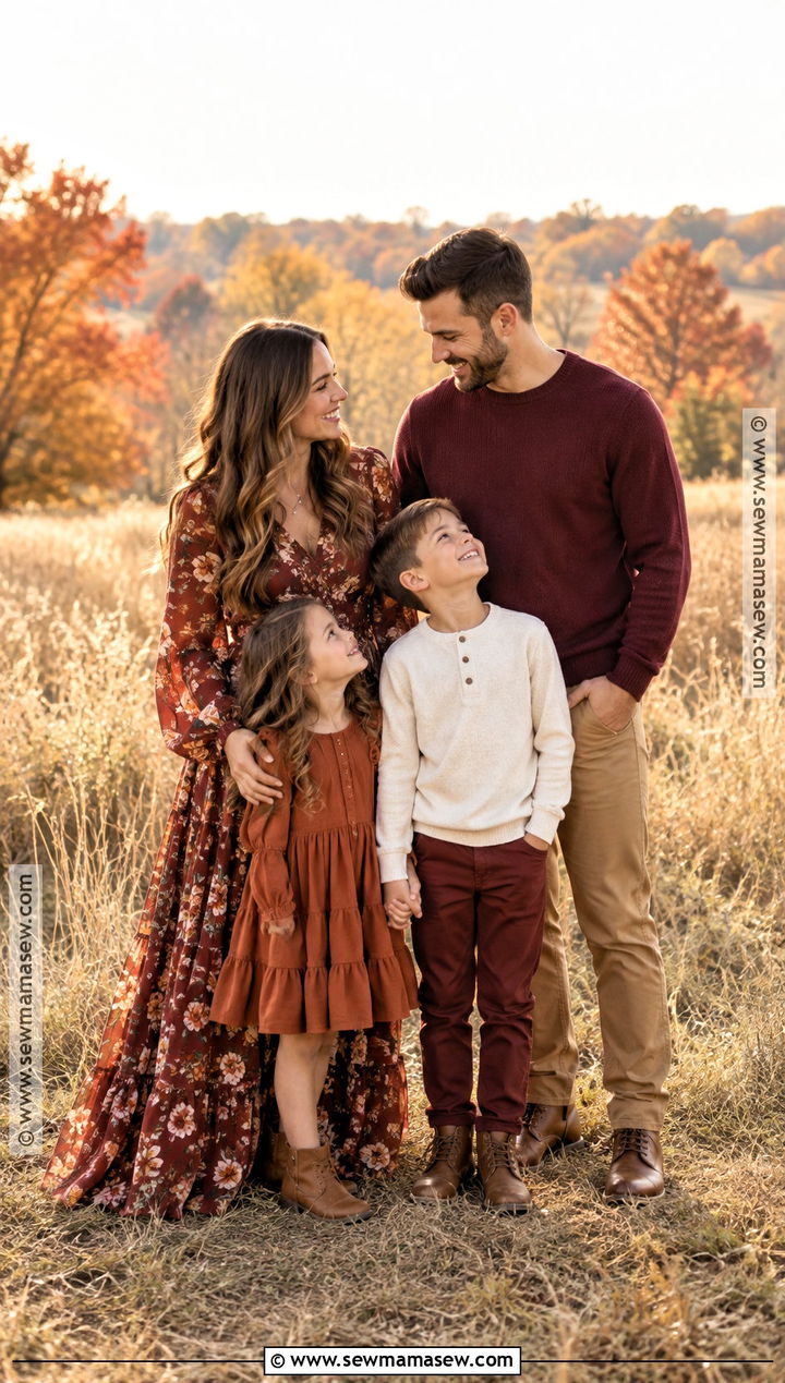 Burgundy and Rust Family Picture Outfit - 20 fall family pictures outfits burgundy