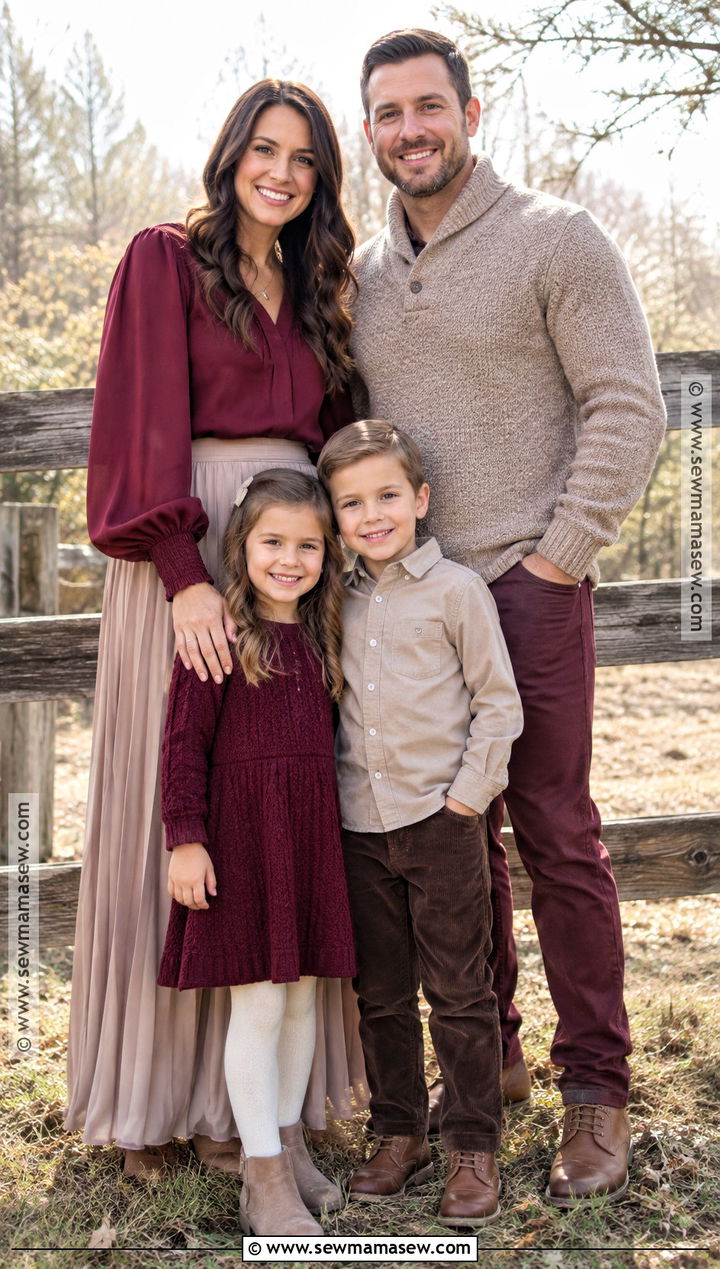 Burgundy and Taupe Family Picture Outfit - 20 fall family pictures outfits burgundy