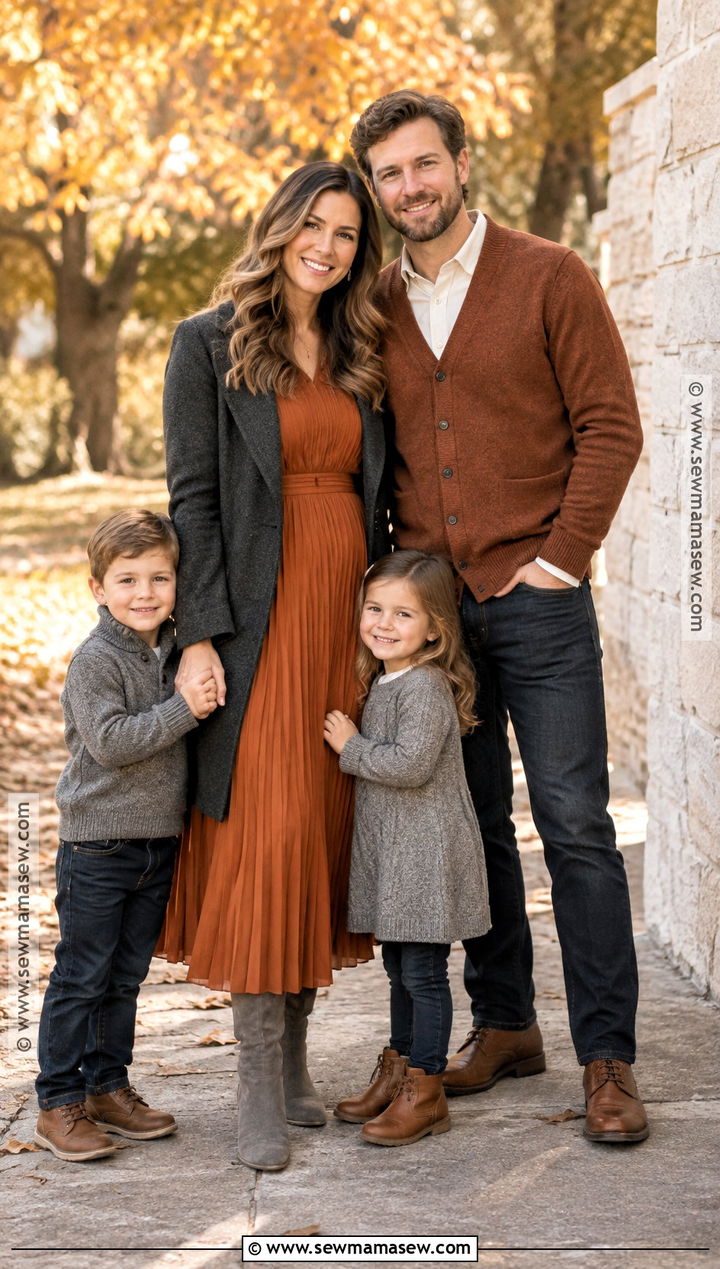 Burnt Orange And Charcoal Fall Family Photo Outfits - 15 Fall Family Photos Outfit Ideas