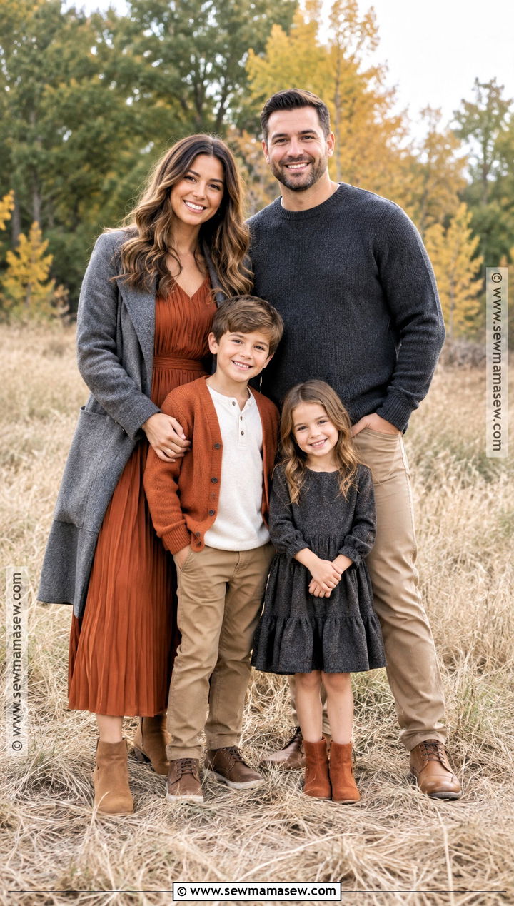 Burnt Orange And Charcoal Fall Family Photo Outfits - 15 family photo outfit inspo fall ideas