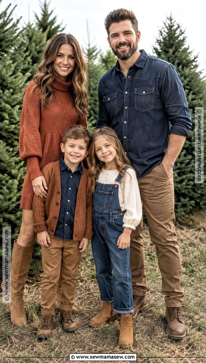 Burnt Orange And Dark Denim Fall Family Photo Outfit - 25 fall family photos outfits