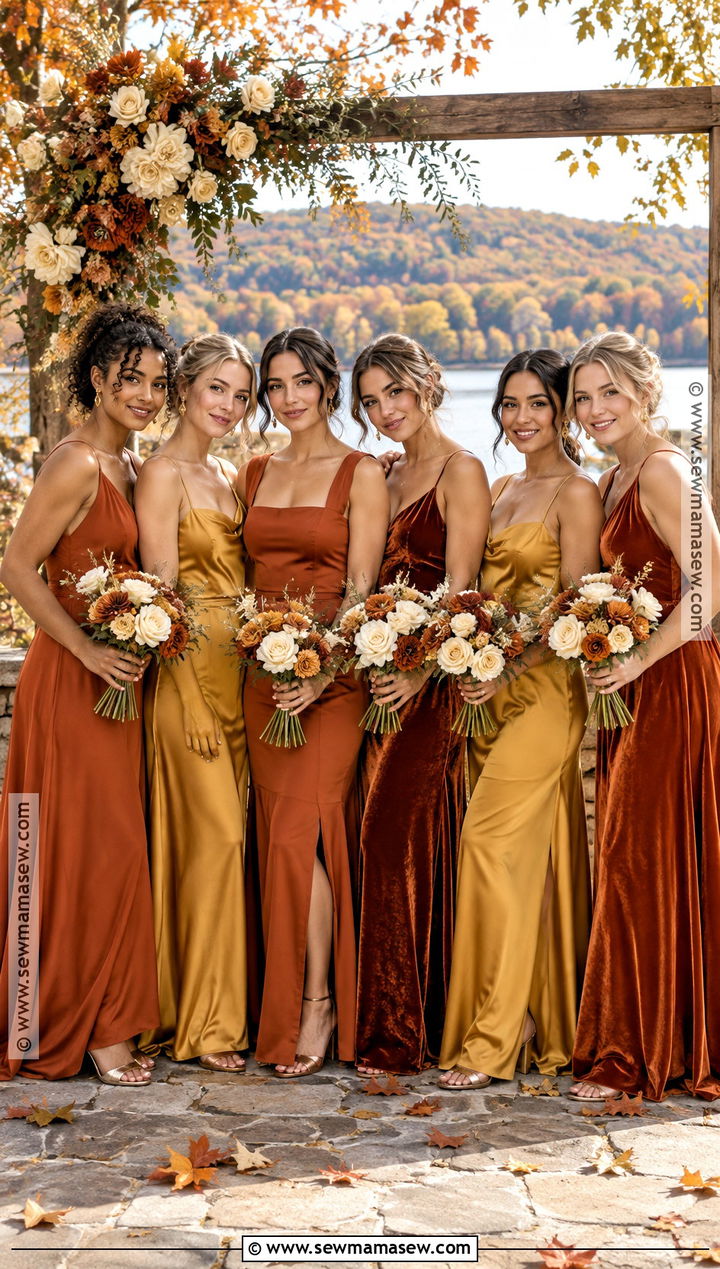 Burnt Orange And Marigold Bridesmaid Dresses - 25 mixed bridesmaid dresses fall