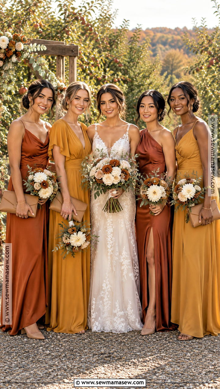 Burnt Orange And Mustard Mismatched Bridesmaid Dresses - 20 mismatch bridesmaid dresses fall