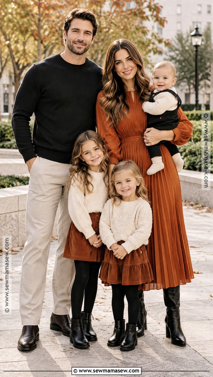 Burnt Orange Black and Cream Family Photo Outfits - 15 fall family pictures outfits color schemes burnt orange