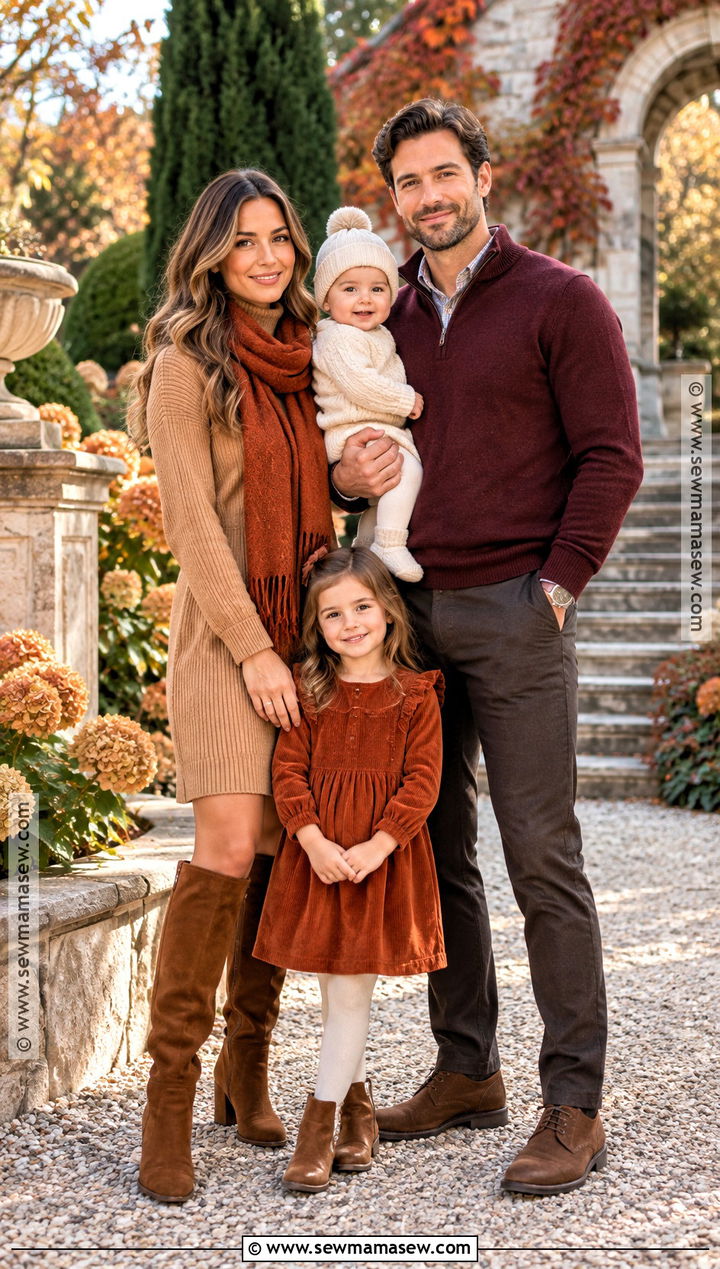 Burnt Orange Burgundy and Camel Family Photo Outfits - 15 fall family pictures outfits color schemes burnt orange