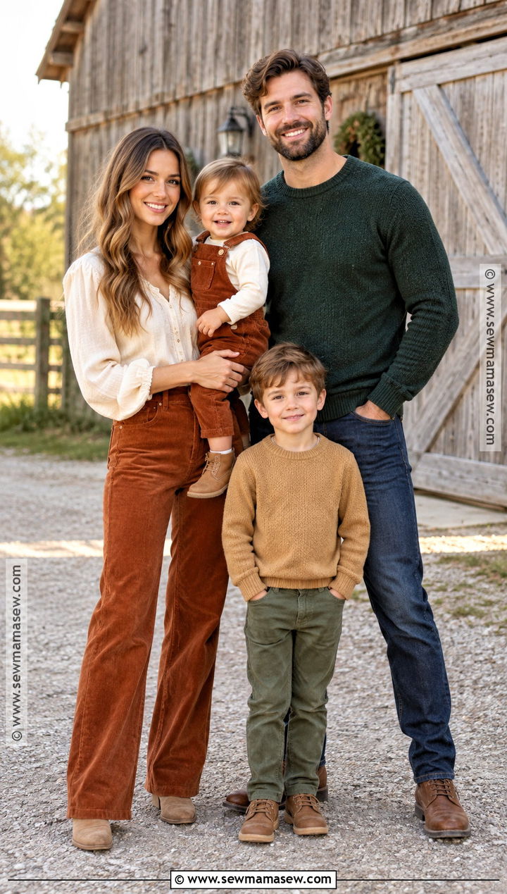 Burnt Orange Corduroy Family Outfits - 15 fall family photo outfits burnt orange