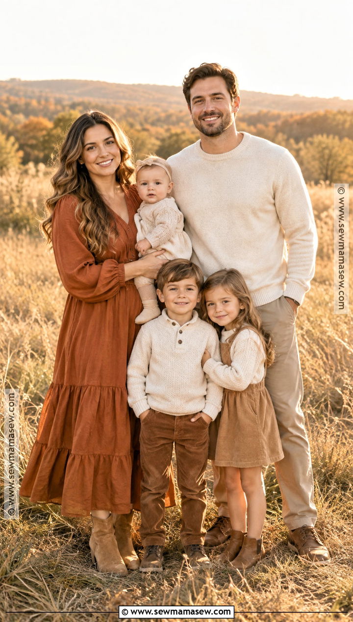 Burnt Orange Cream and Khaki Family Photo Outfits - 15 fall family pictures outfits color schemes burnt orange