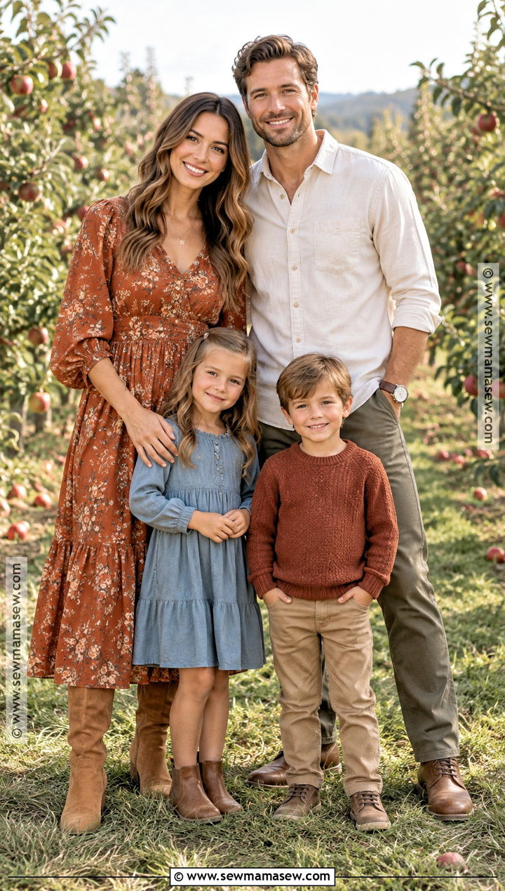 Burnt Orange Floral Dress Family Outfits - 15 fall family photo outfits burnt orange